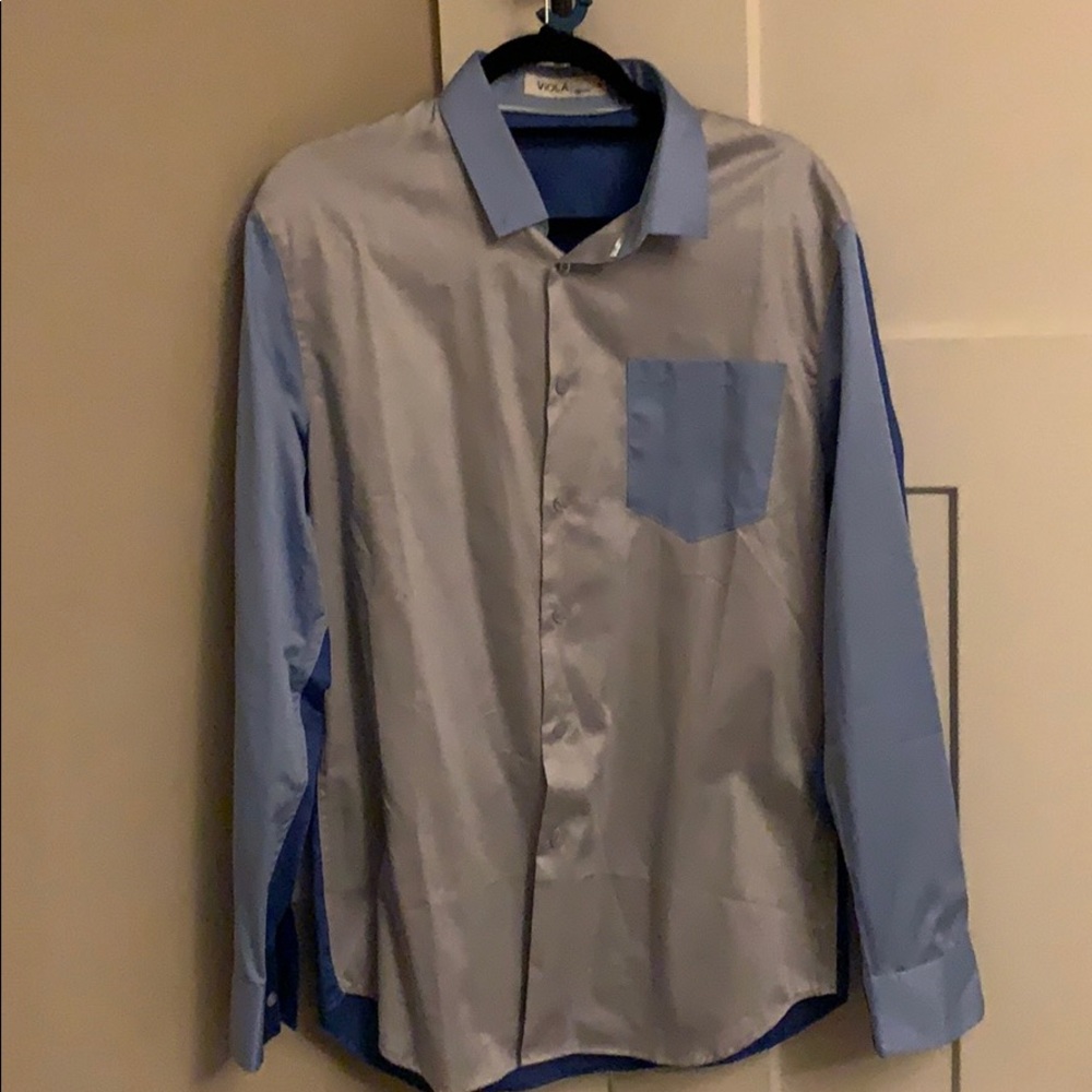 Viola Light gray/blue contrast dress shirt